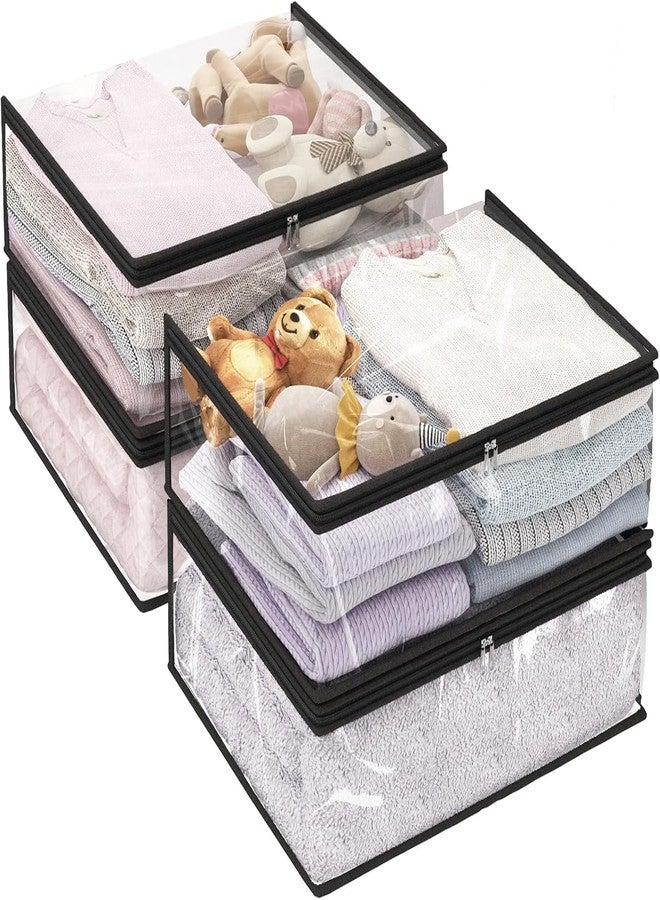 VYNTRIX Transparent Plastic Clothes Storage Bag (Pack of 4) | Clothes Organiser for Wardrobe | Saree Covers with zip |Saree Organizer for Wardrobe | Saree Bags Storage | Saree Covers for Storage - Image 1